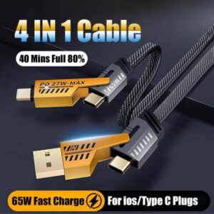 65w multi 4 in 1 super fast charging cable
